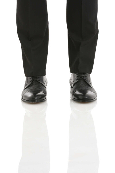 Siyah Klasik Bağcıklı Deri Ayakkabı - 1