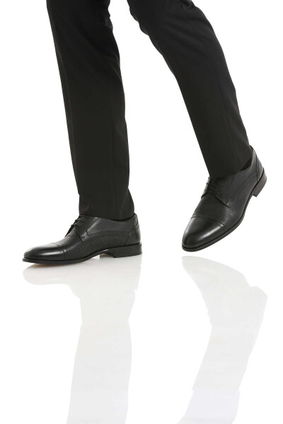 Siyah Klasik Bağcıklı Deri Ayakkabı - 2