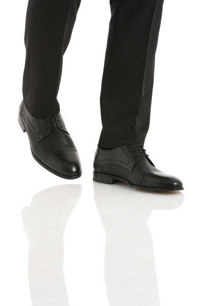Siyah Klasik Bağcıklı Deri Ayakkabı - 3