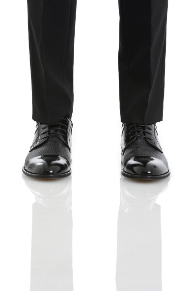 Siyah Klasik Bağcıklı Deri Ayakkabı - 1