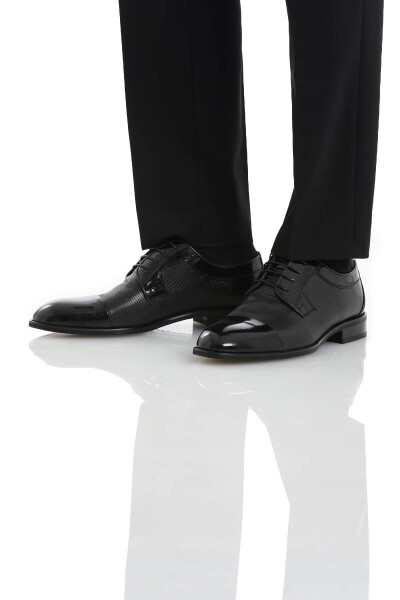 Siyah Klasik Bağcıklı Deri Ayakkabı - 2