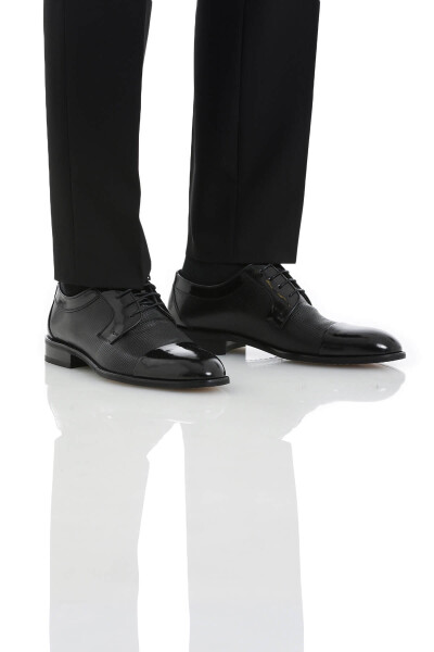 Siyah Klasik Bağcıklı Deri Ayakkabı - 3