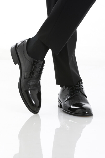 Siyah Klasik Bağcıklı Deri Ayakkabı - 4