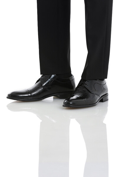 Siyah Klasik Bağcıklı Deri Ayakkabı - 2
