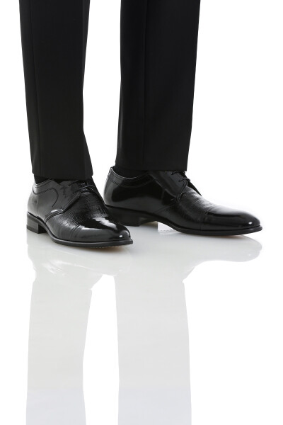 Siyah Klasik Bağcıklı Deri Ayakkabı - 3