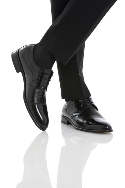 Siyah Klasik Bağcıklı Deri Ayakkabı - 4