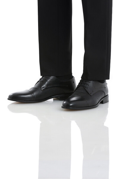 Siyah Klasik Bağcıklı Deri Ayakkabı - 2