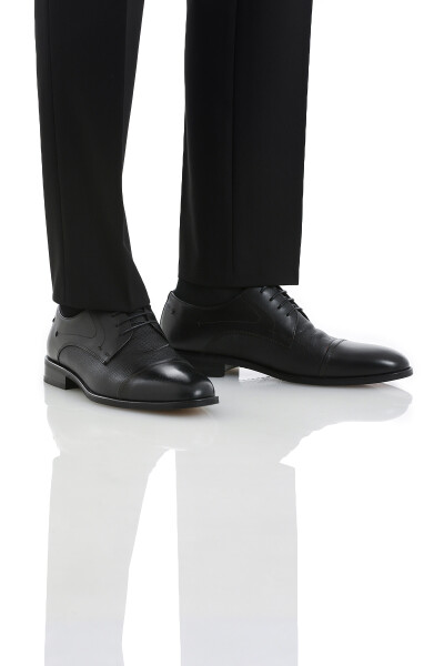 Siyah Klasik Bağcıklı Deri Ayakkabı - 3