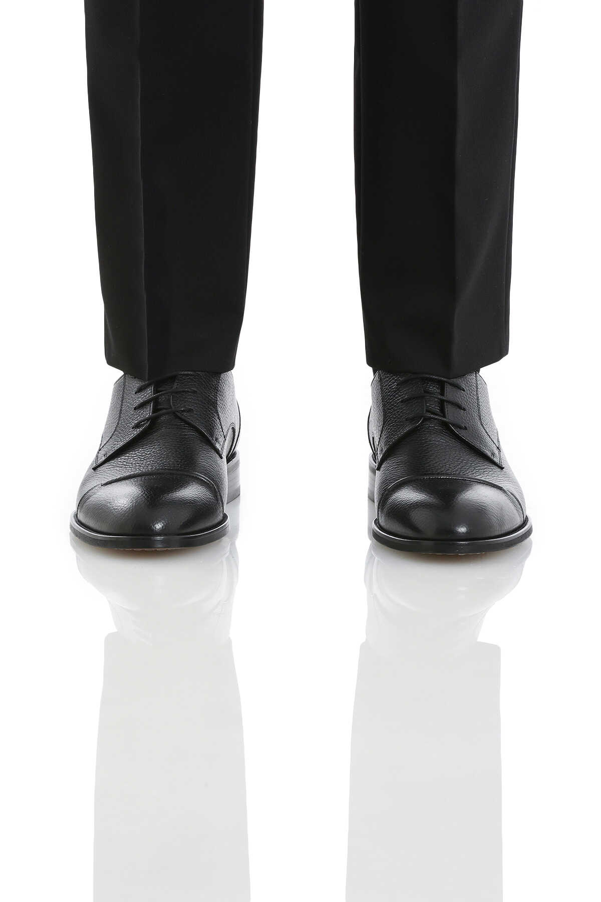 Siyah Klasik Bağcıklı Deri Ayakkabı - 1