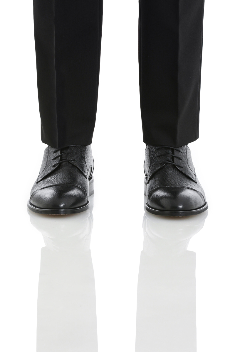 Siyah Klasik Bağcıklı Deri Ayakkabı - Hatem Saykı