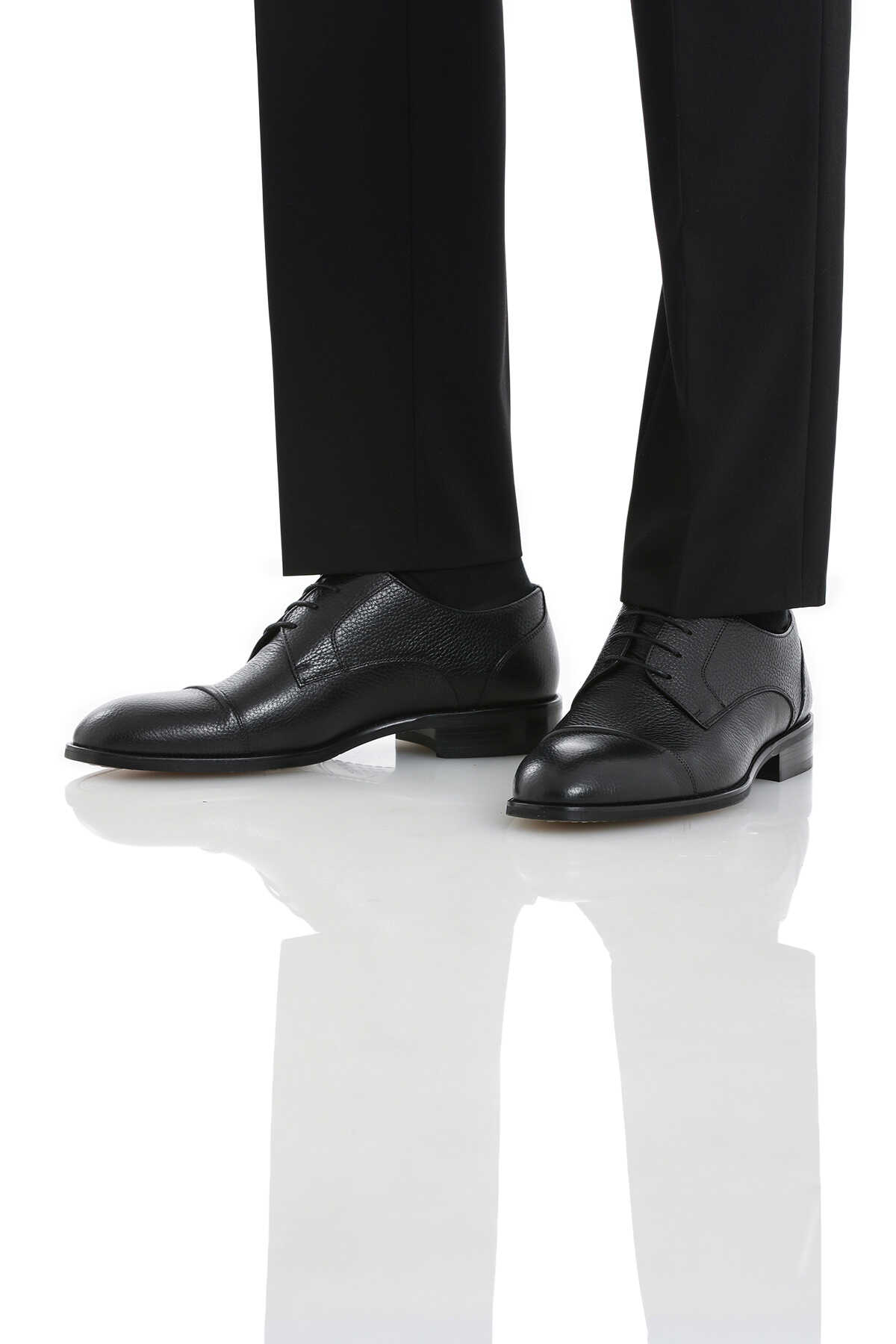 Siyah Klasik Bağcıklı Deri Ayakkabı - 2