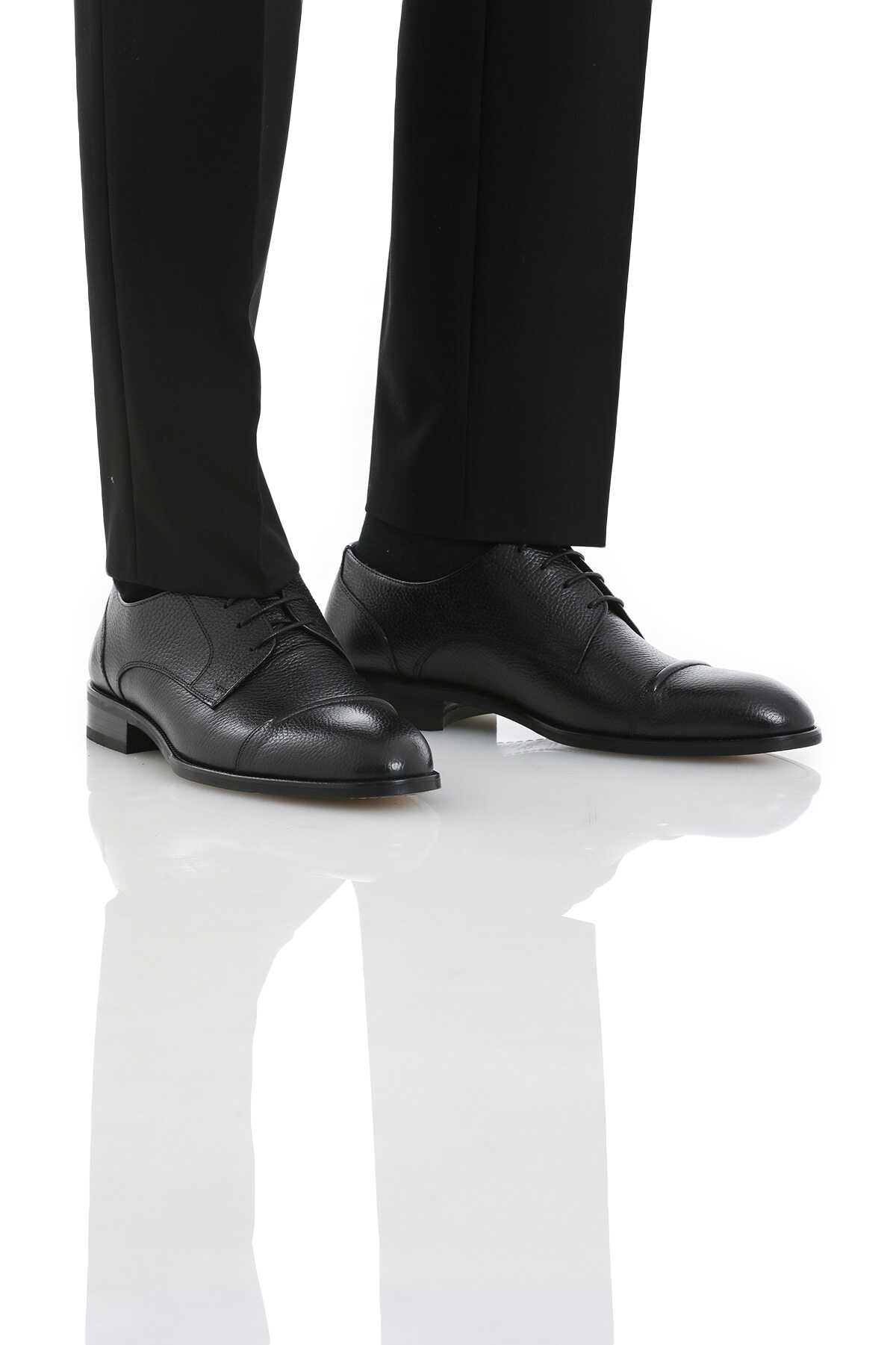 Siyah Klasik Bağcıklı Deri Ayakkabı - 3