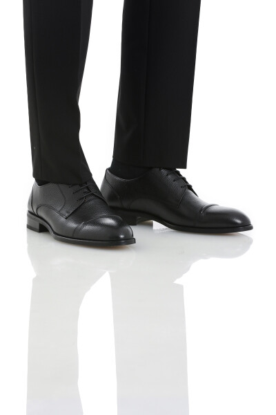 Siyah Klasik Bağcıklı Deri Ayakkabı - 3