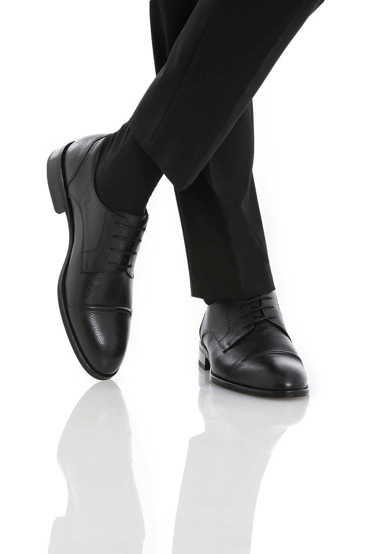 Siyah Klasik Bağcıklı Deri Ayakkabı - 4