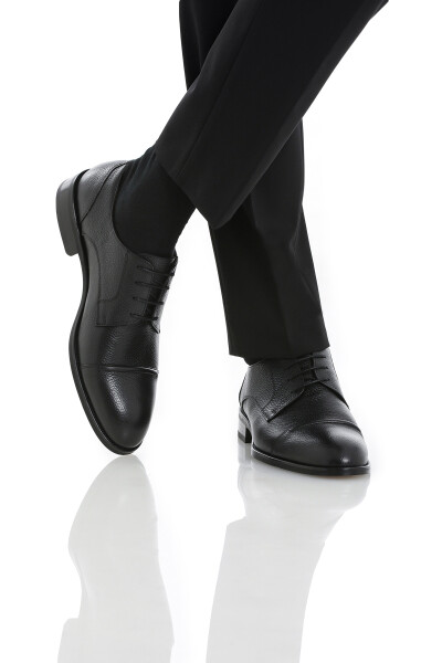 Siyah Klasik Bağcıklı Deri Ayakkabı - 4