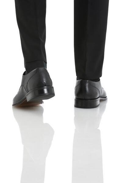 Siyah Klasik Bağcıklı Deri Ayakkabı - 5