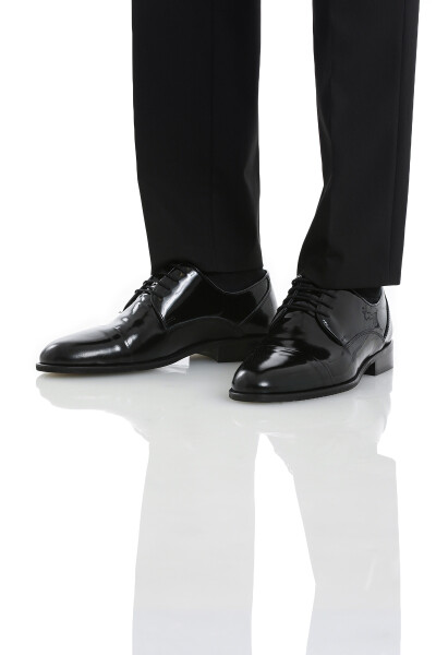 Siyah Klasik Bağcıklı Deri Ayakkabı - 2