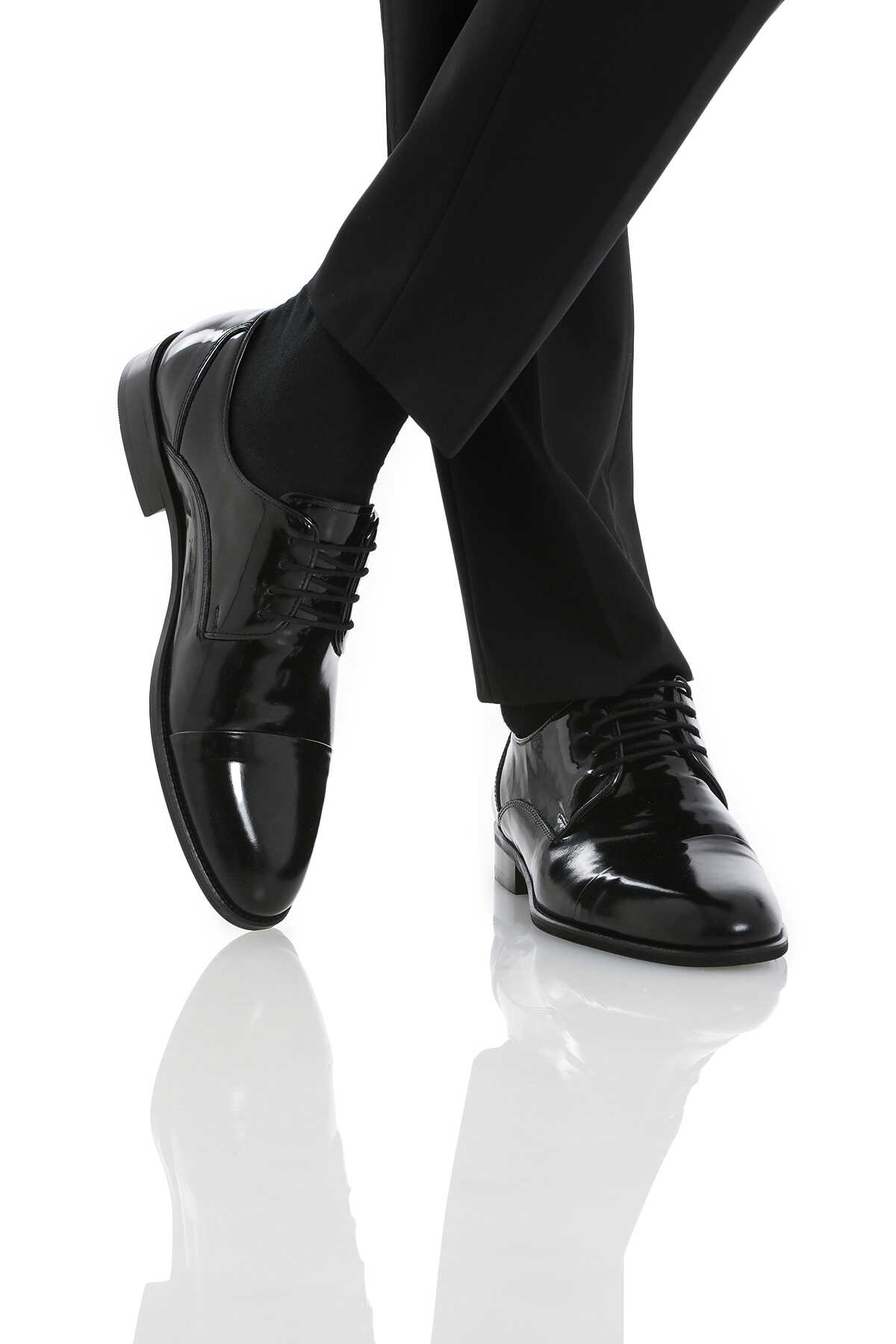 Siyah Klasik Bağcıklı Deri Ayakkabı - 4