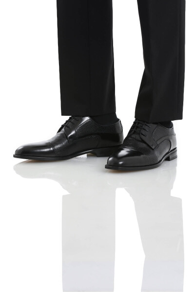 Siyah Klasik Bağcıklı Deri Ayakkabı - 2