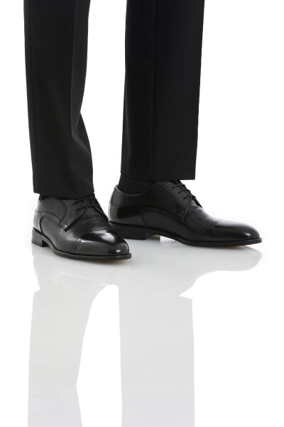 Siyah Klasik Bağcıklı Deri Ayakkabı - 3
