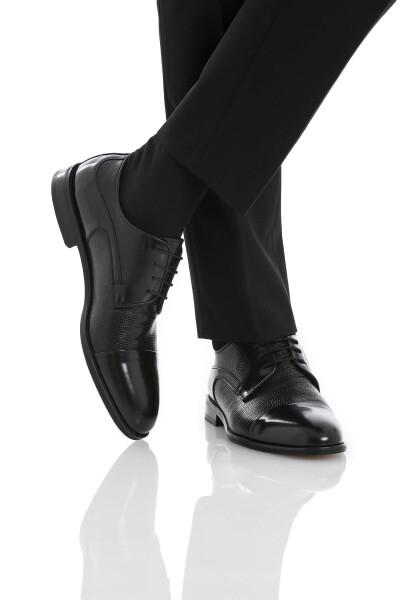 Siyah Klasik Bağcıklı Deri Ayakkabı - 4