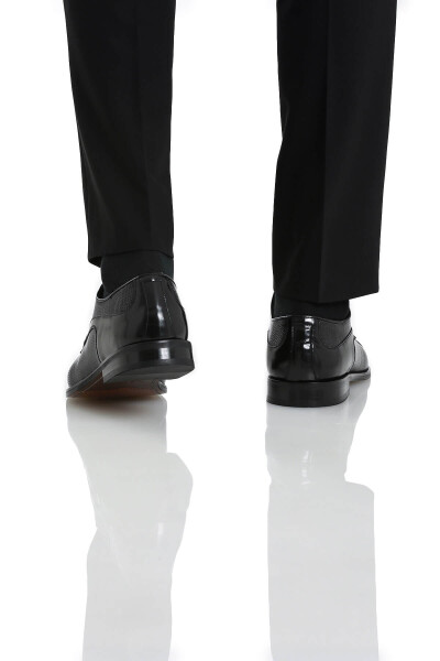 Siyah Klasik Bağcıklı Deri Ayakkabı - 5