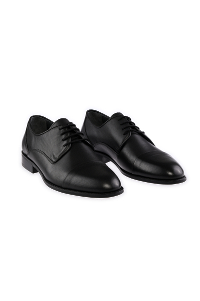 Siyah Klasik Bağcıklı Deri Ayakkabı - 1