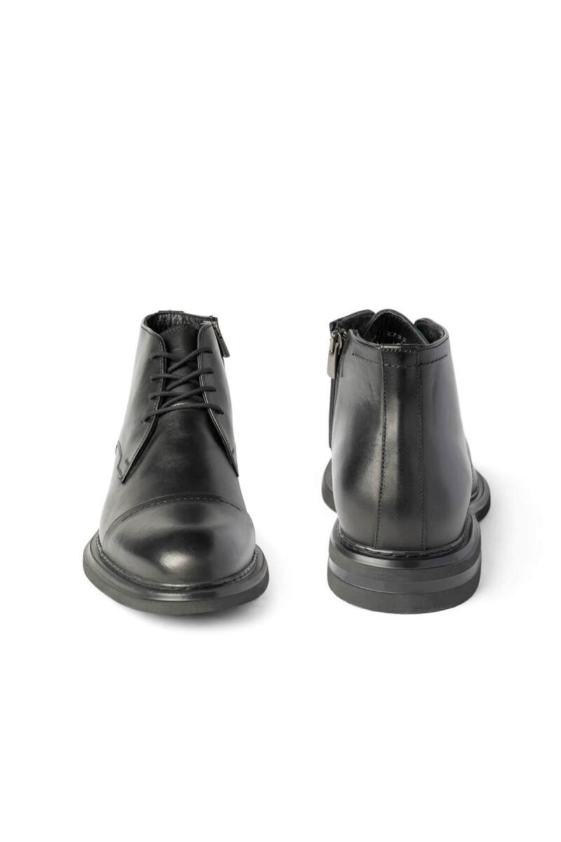Siyah Klasik Bağcıklı Deri Bot - Hatemoğlu (1)