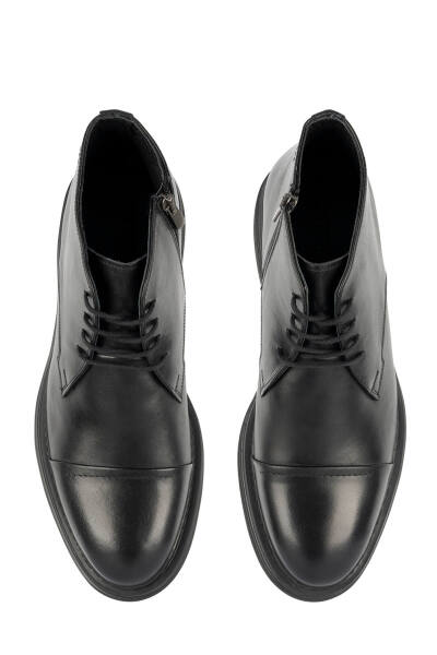 Siyah Klasik Bağcıklı Deri Bot - 3