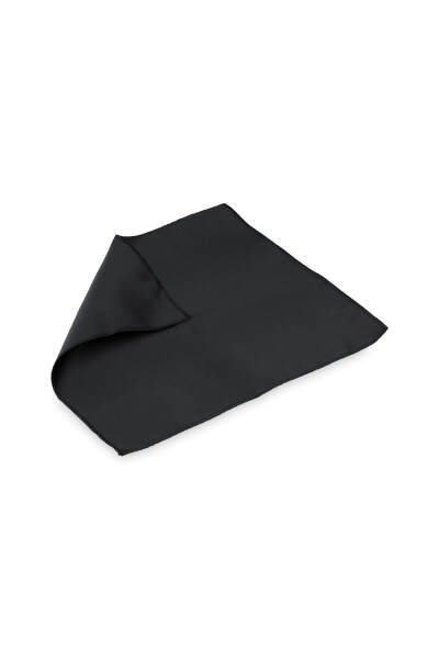 Siyah Klasik Saten Cep Mendili - 1