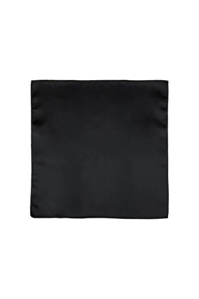 Siyah Klasik Saten Cep Mendili - 2