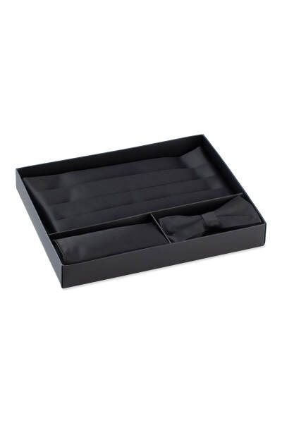 Siyah Kuşak Papyon Mendil Set - 2