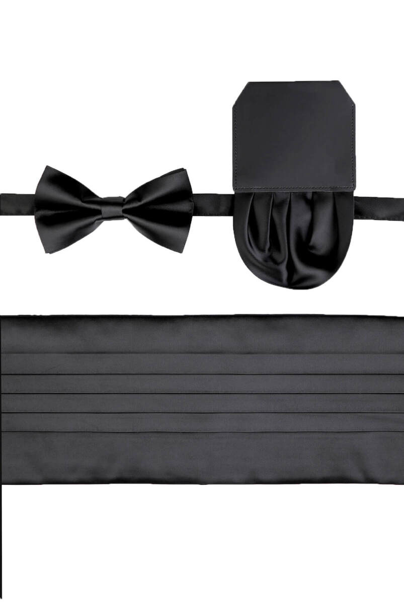 Siyah Kuşak Papyon Mendil Set - Hatem Saykı