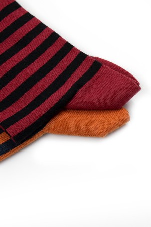 Siyah ikili Desenli Çorap - Thumbnail