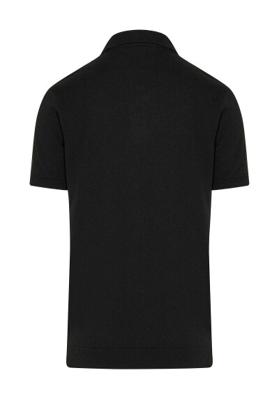 Siyah Regular Fit Polo Yaka Triko Tişört - 2