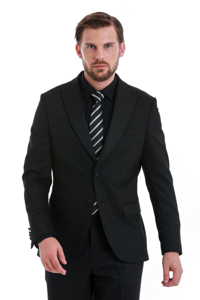 Siyah Muscle Fit Sivri Yaka Damatlık - 2