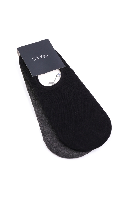 Hatem Saykı - Siyah Pamuklu İkili Dikişsiz Çorap
