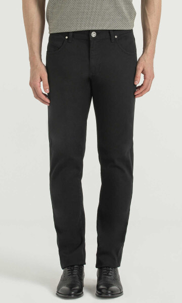 Siyah Desenli Slim Fit Pantolon - 1
