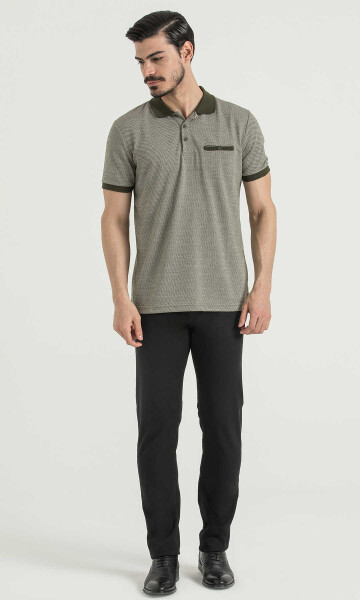 Siyah Desenli Slim Fit Pantolon - 2