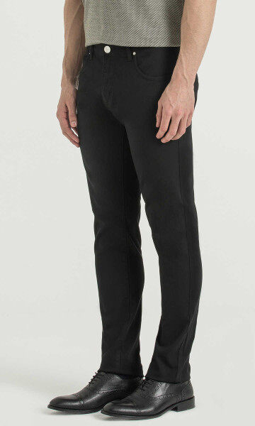 Siyah Desenli Slim Fit Pantolon - 3
