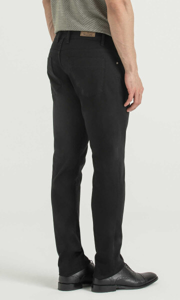Siyah Desenli Slim Fit Pantolon - 5