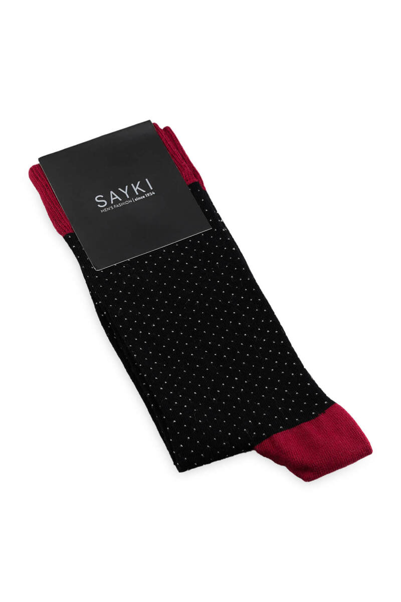 Siyah Puantiyeli Pamuk Çorap - Saykı