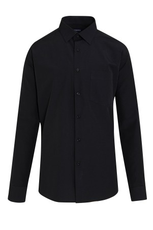 Siyah Basic Klasik Gömlek - Thumbnail