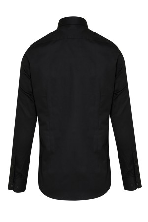 Siyah Basic Slim Fit Gömlek - Thumbnail