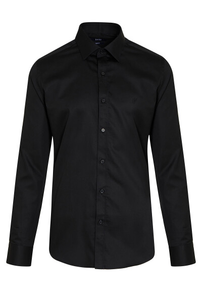 Siyah Basic Slim Fit Gömlek 