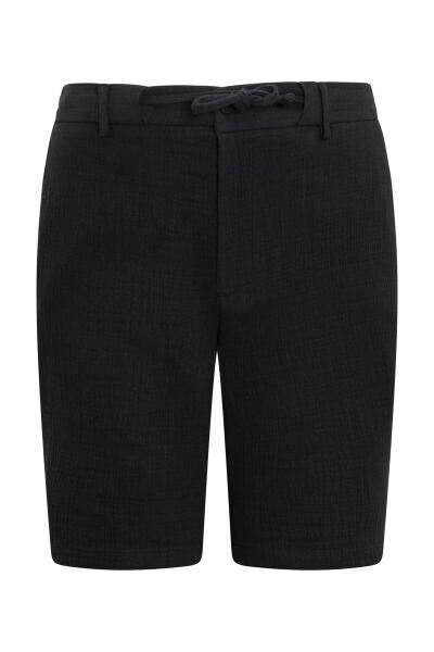 Siyah Rahat Kesim 100% Pamuk Yandan Cepli Şort - 3