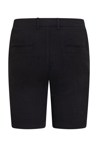 Siyah Rahat Kesim 100% Pamuk Yandan Cepli Şort - 4