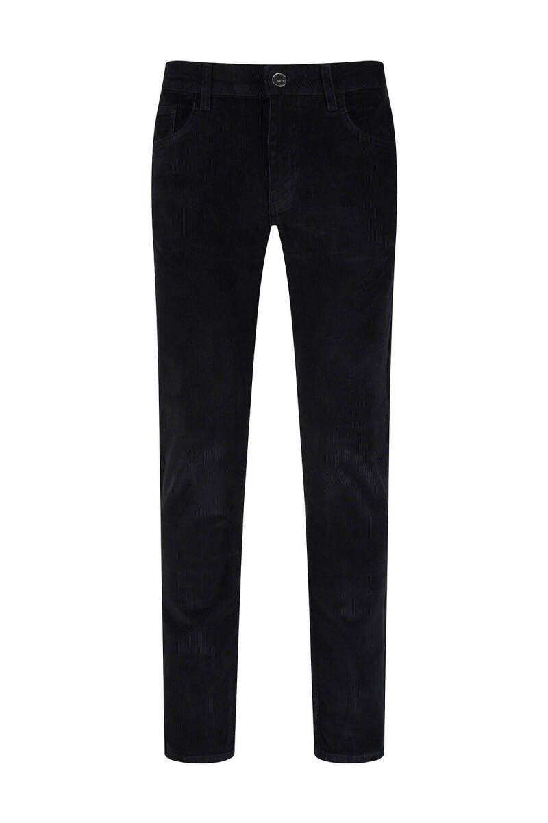 Siyah Rahat Kesim 5 Cep Pamuklu Casual Kadife Pantolon - Saykı