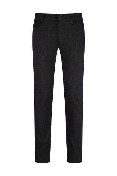 Siyah Rahat Kesim 5 Cep Pamuklu Kanvas Pantolon 