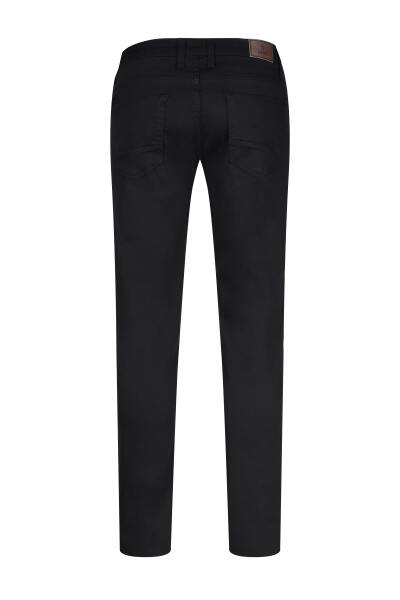 Siyah Rahat Kesim Fit 5 Cep Kanvas Pantolon - 3